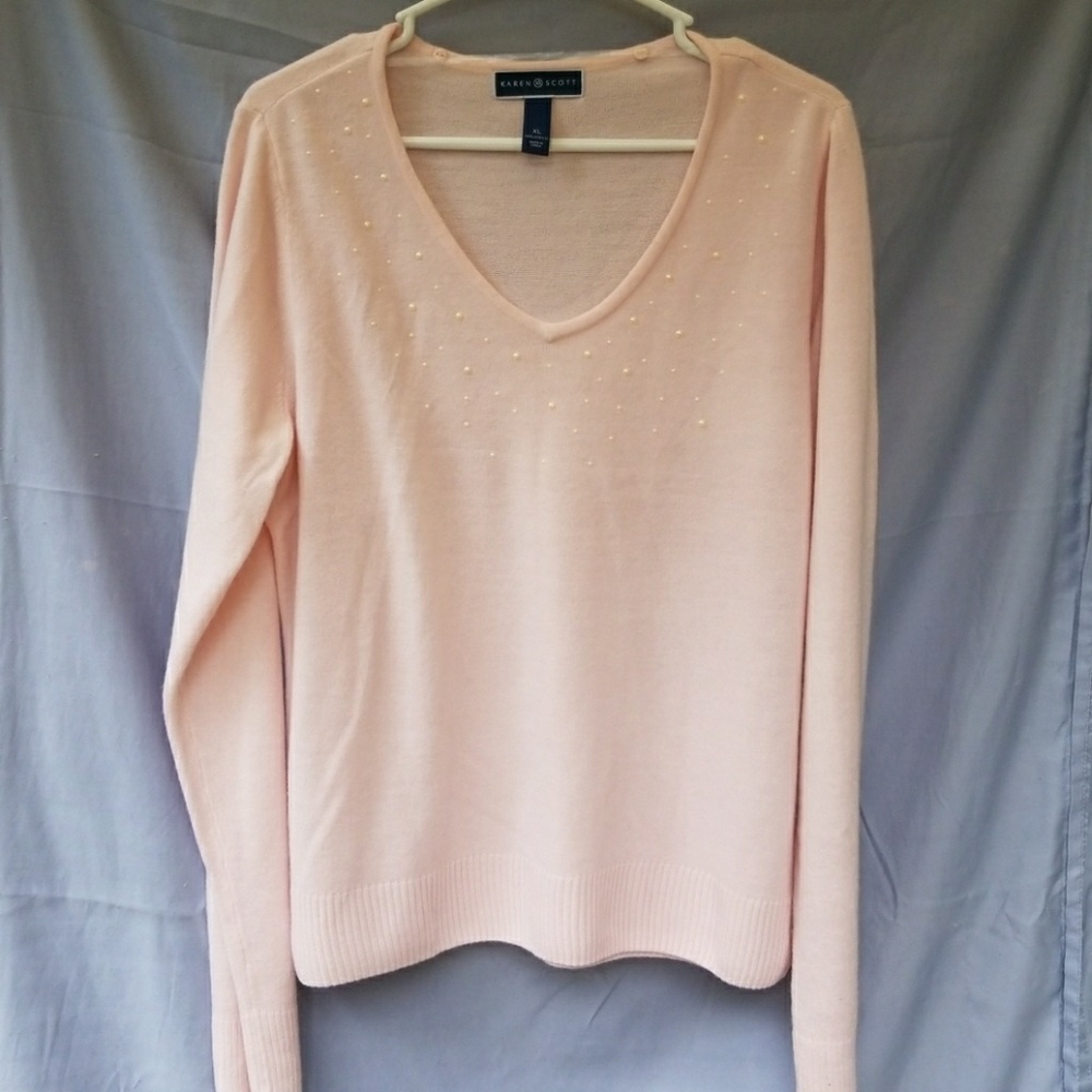 KAREN SCOTT-Luxury Soft sweater with pearl detail
